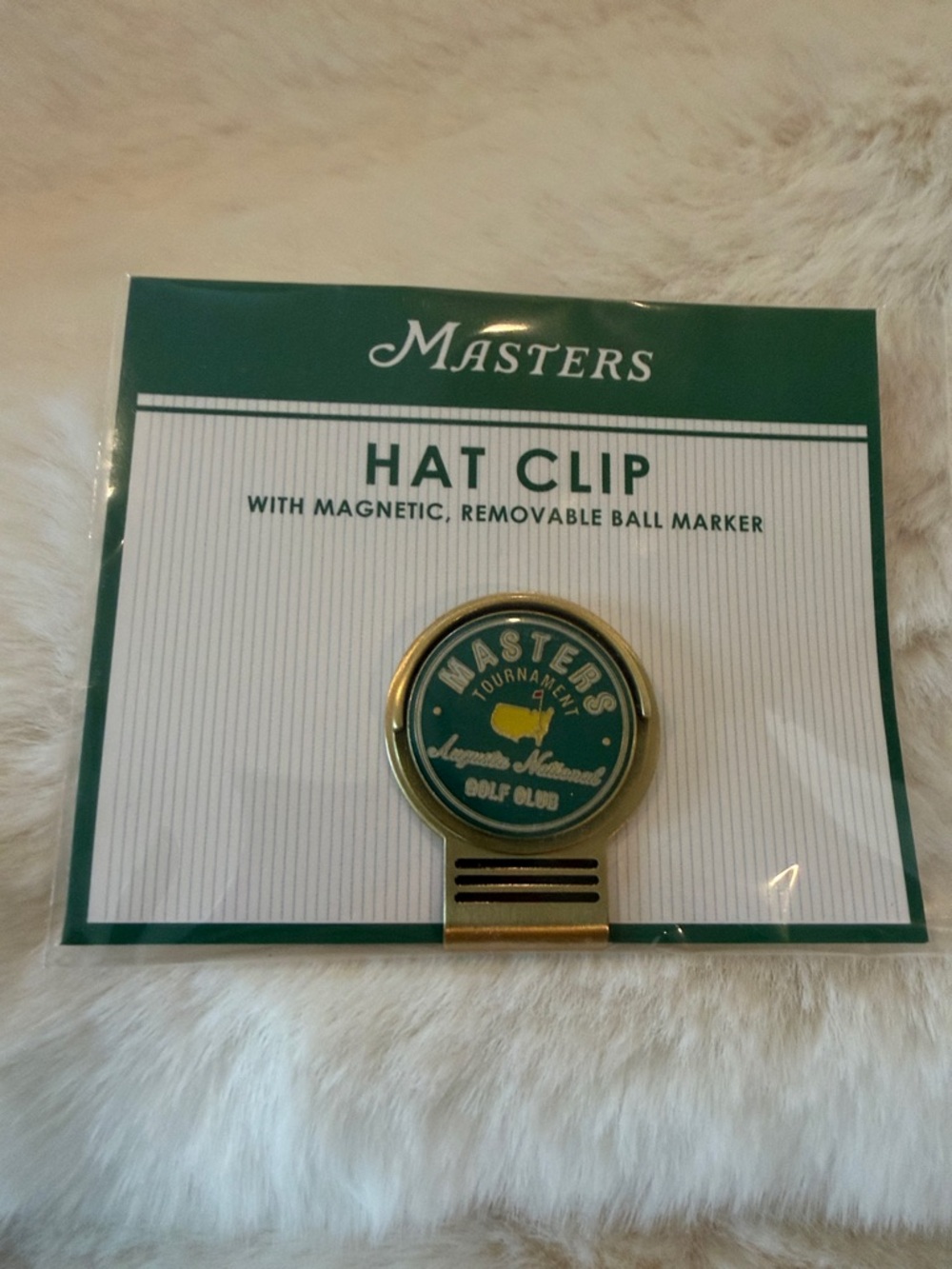 Masters Green and Gold Magnetic Hat Clip with Removable Marker. New in package